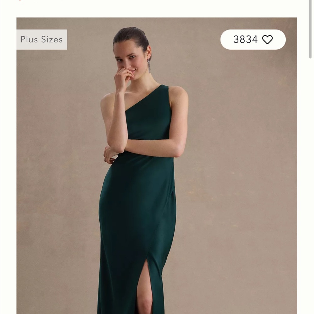 BHLDN DYLAN ONE-SHOULDER SATIN SIDE-SLIT GOWN
